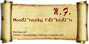 Mosánszky Fábián névjegykártya